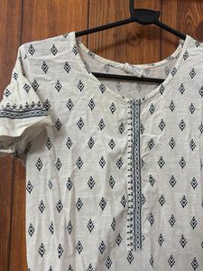 Jaipuri Printed White Kurti