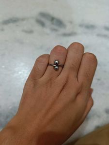 Silver Tone Ball Ring Adjustable