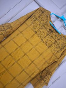 Mustard Yellow Printed Kurta