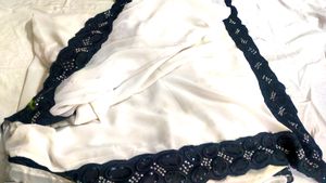 Georgous White Saree | Black Border