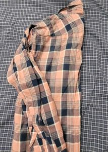 Peach &amp; Navy Plaid Shirt