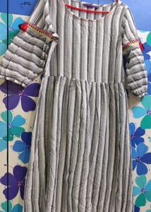Boho Breeze Striped Cotton Dress – Size S