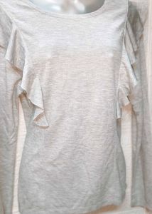 🎁Buy 2 Get 1 Free 🎁Gray Ruffle Long Sleeve Top