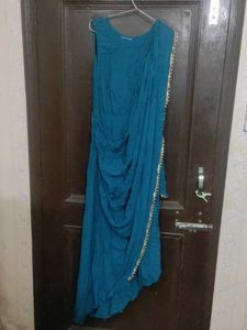 Elegant Teal Ethnic Gown saree style