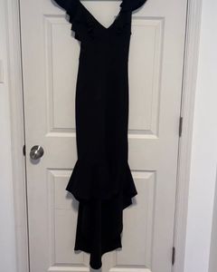 Frill-Layered Black Dress