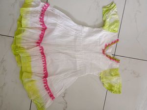 Girls' Dress - White & Colorful