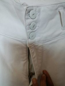 White Jeans 3 Button For Women