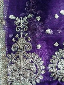 Purple Embellished Saree