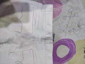 White Denim Mini Skirt