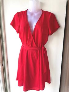 Chic Red Wrap Mini Dress