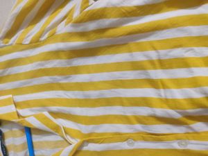 Projecteve Yellow &amp; White Crop Shirt - Size