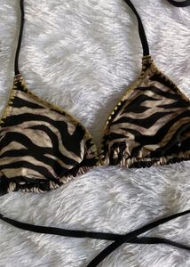 Leopard Print Tassel Beautiful Bikini Top