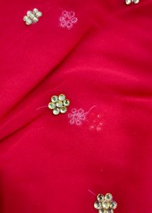 Hot Red Colour Saree With Blouse