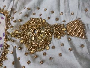 L-xl size grand work Elegant Grey &amp; Blue Kurta Set