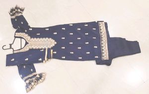 Navy Blue Embroidered Salwar Kameez