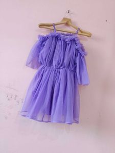 Purple Tulle Off-Shoulder Dress