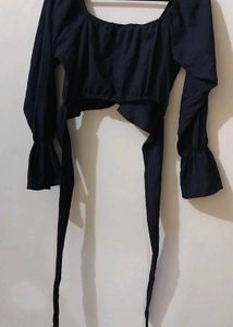 Chic Black Tie-Waist Top