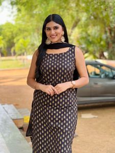 Elegant Black Printed Kurta Set