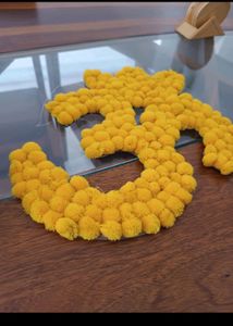 Yellow Om Pompom Decorative MDF Cutout