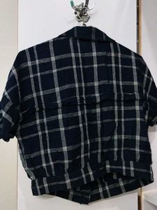 Checked Button-Up Korean Top