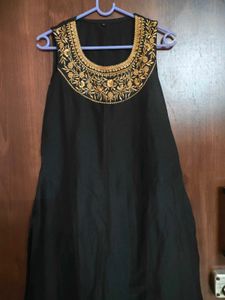 Black Colour Gold Work Kurti