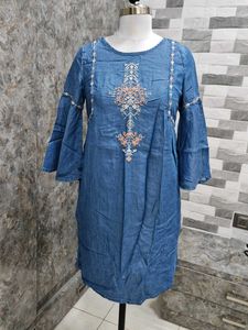 Denim Embroidered Dress