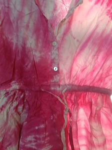 Pink Tie-Dye Shirt Dress