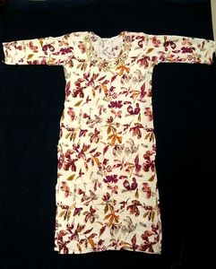 Kurta Handwork Of Kardana Neck &amp; Floral Design
