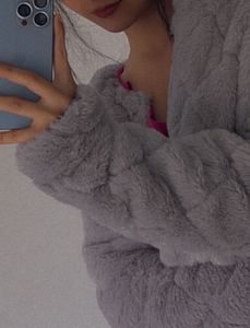 Cropped Grey Teddy Fluffy Fur Jacket