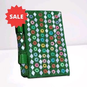 Handmade Mirror work lakh diery with pen