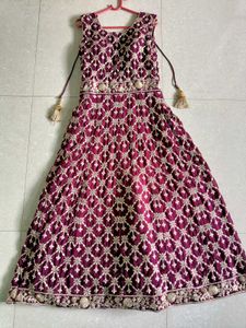 Elegant Vine Colour And Gold Embroidered Dress