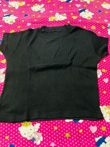 Black Ribbed T-Shirt