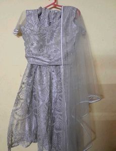 Silver Embellished Lehenga Set