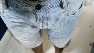 Striped Denim Shorts