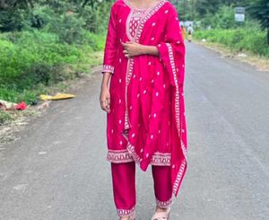 Magenta Embroidered Salwar Kameez Suit