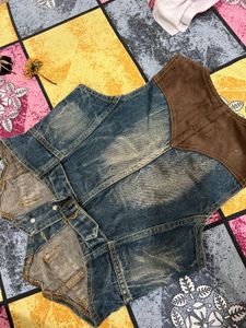 Denim Cropped Vest