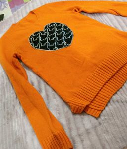 Orange Heart Sweater