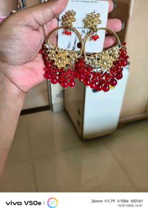 combo of 2 Stylish Beaded Hoop Earrings