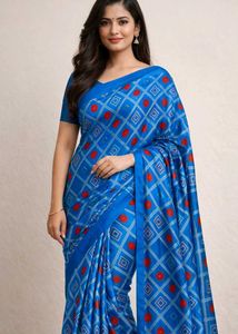 Elegant Blue Printed Saree