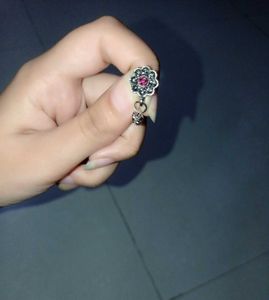 Flower Charm with Red Stone Nosepin