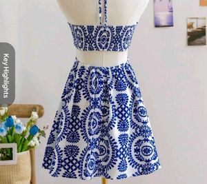 Blue &amp; White Halter Dress