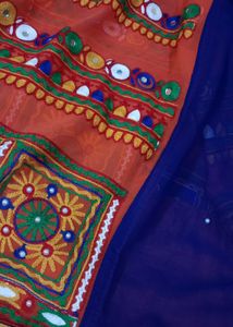A Heavy Orange Blue Saree