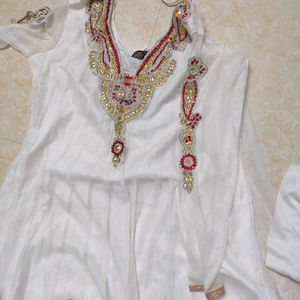 Elegant White Embroidered Anarkali Suit