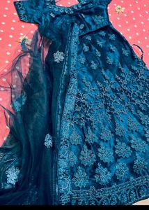 Teal Embroidered Lehenga