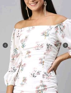 Floral Off-Shoulder Ruched Dress