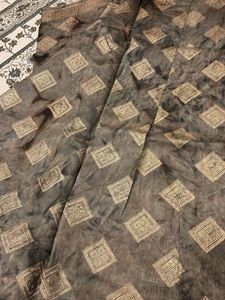 Grey &amp; Gold Diamond Sari 🥻