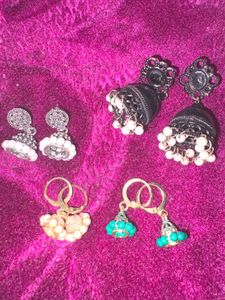 Earrings multicolor Jhumkas Set of 4