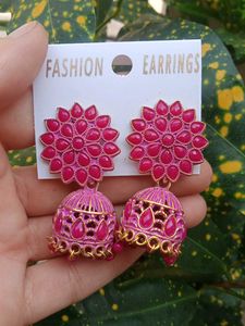 Pink Jhumka Earrings