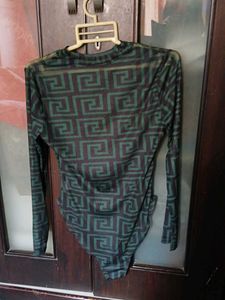 Patterned Long Sleeve Bodysuit - M Size