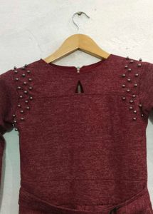 Maroon Top with Studded Shoulders